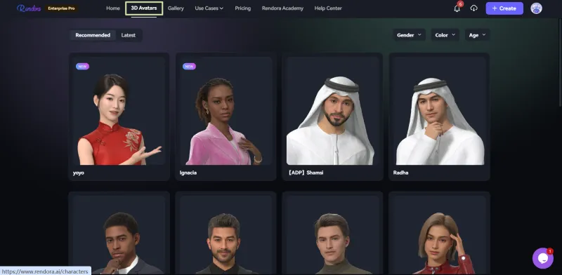 New 3D Avatars Page
